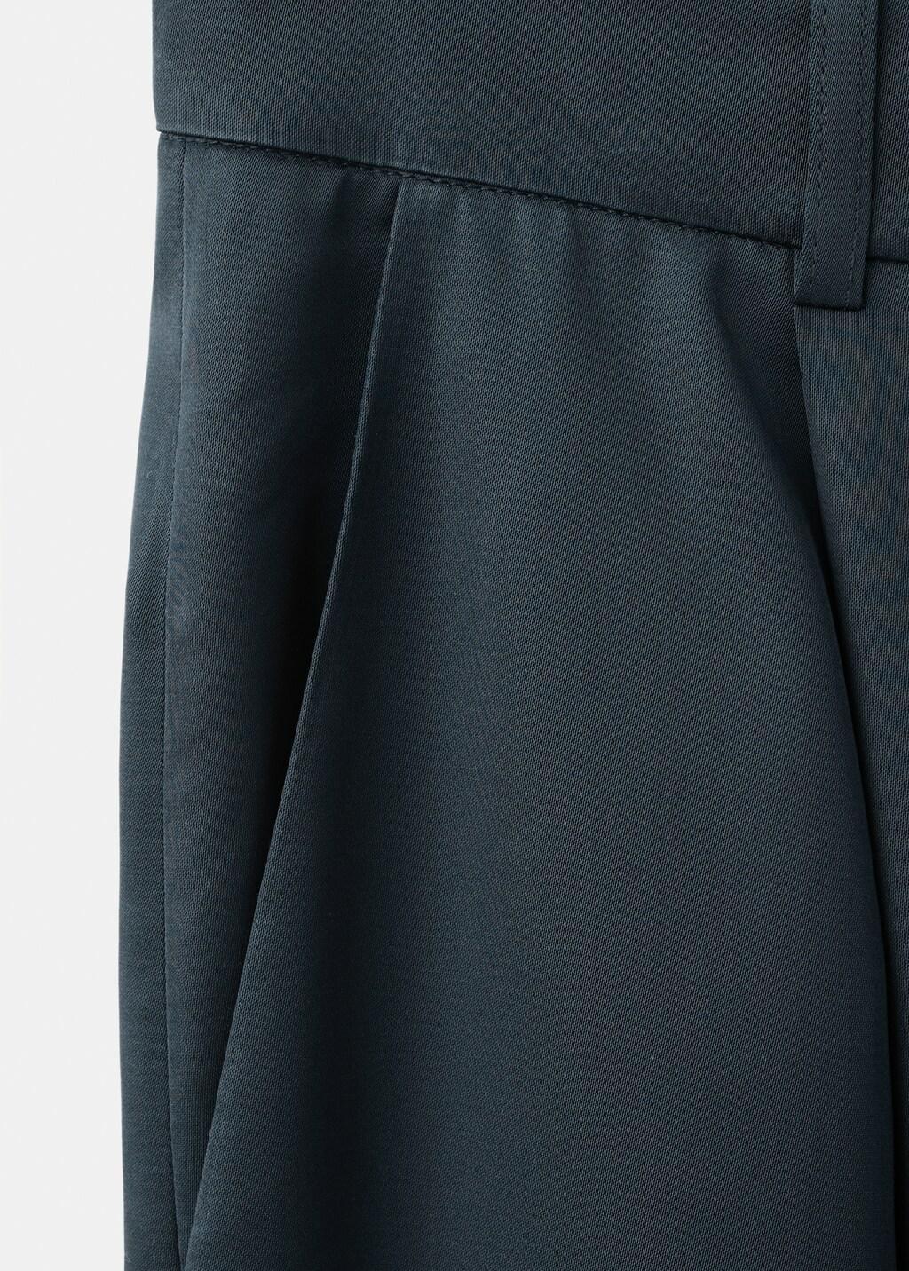 Blue Satin Straight-Fit Trousers, Medium Blue, large image number 4