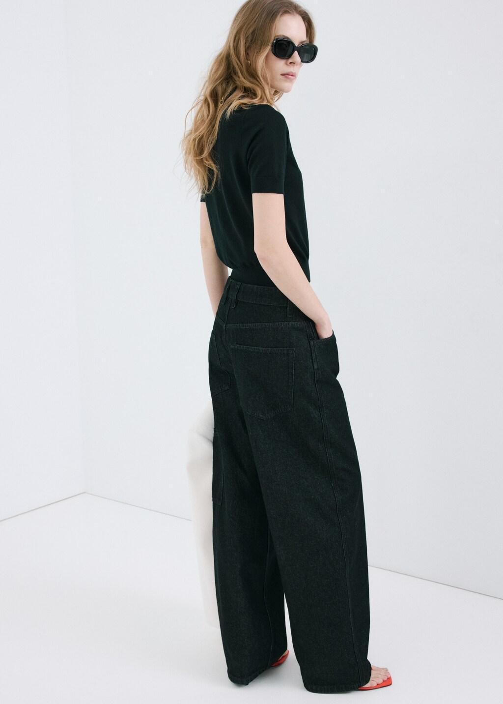 Black High-Rise Balloon Jeans, Black, medium