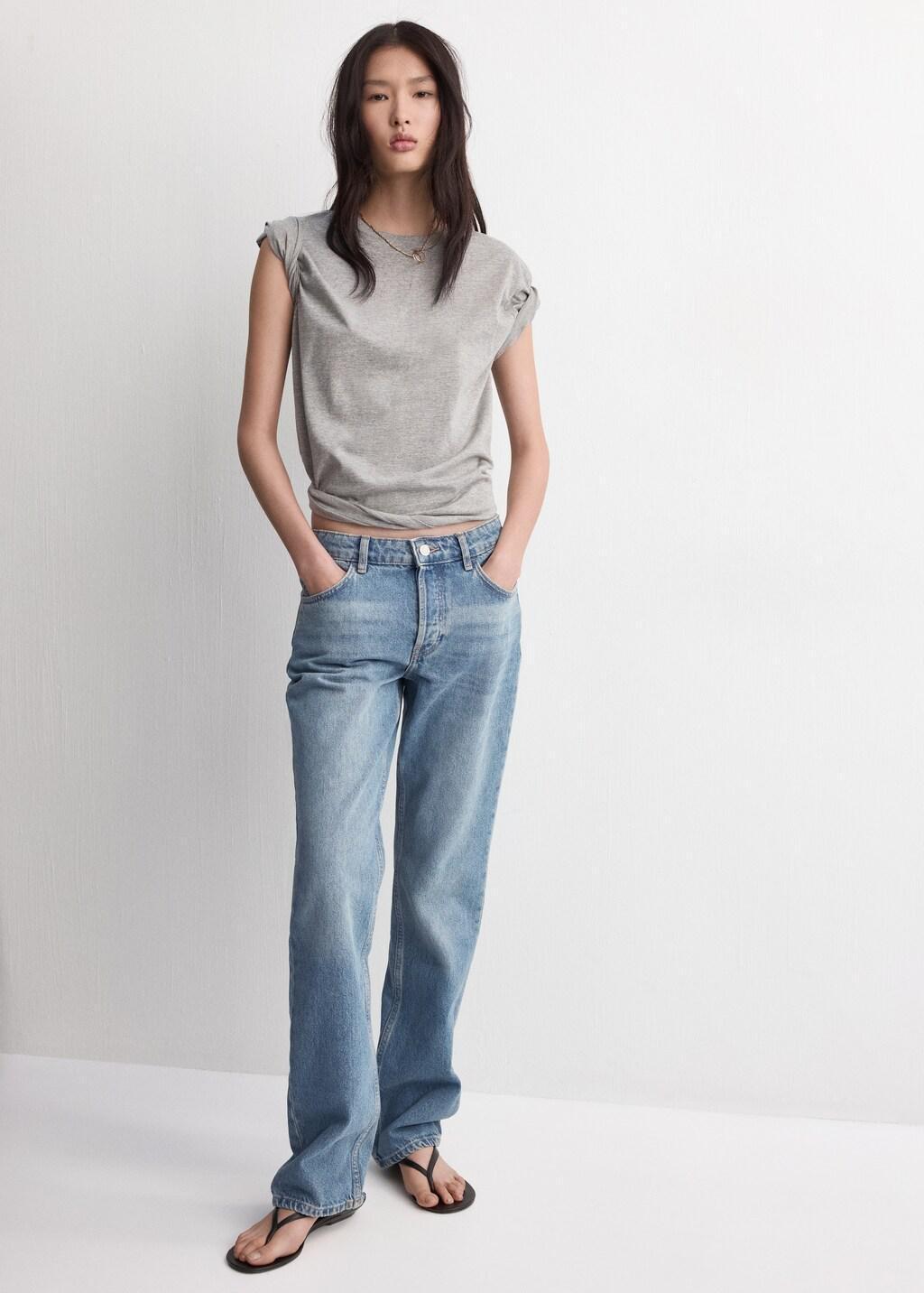 Blue Straight Low-Waist Jeans, Open Blue, large image number 0