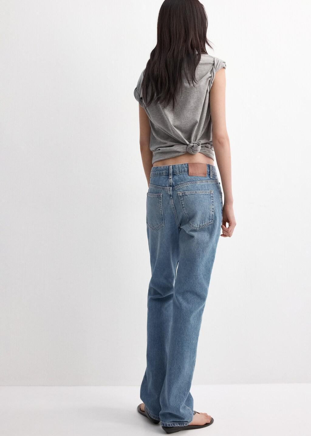 Blue Straight Low-Waist Jeans, Open Blue, large image number 2