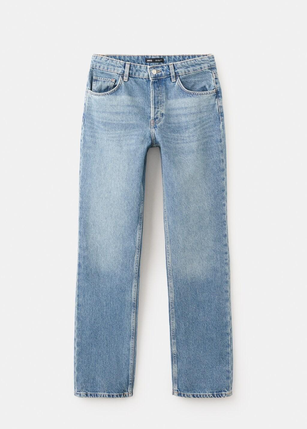 Blue Straight Low-Waist Jeans, Open Blue, large image number 7