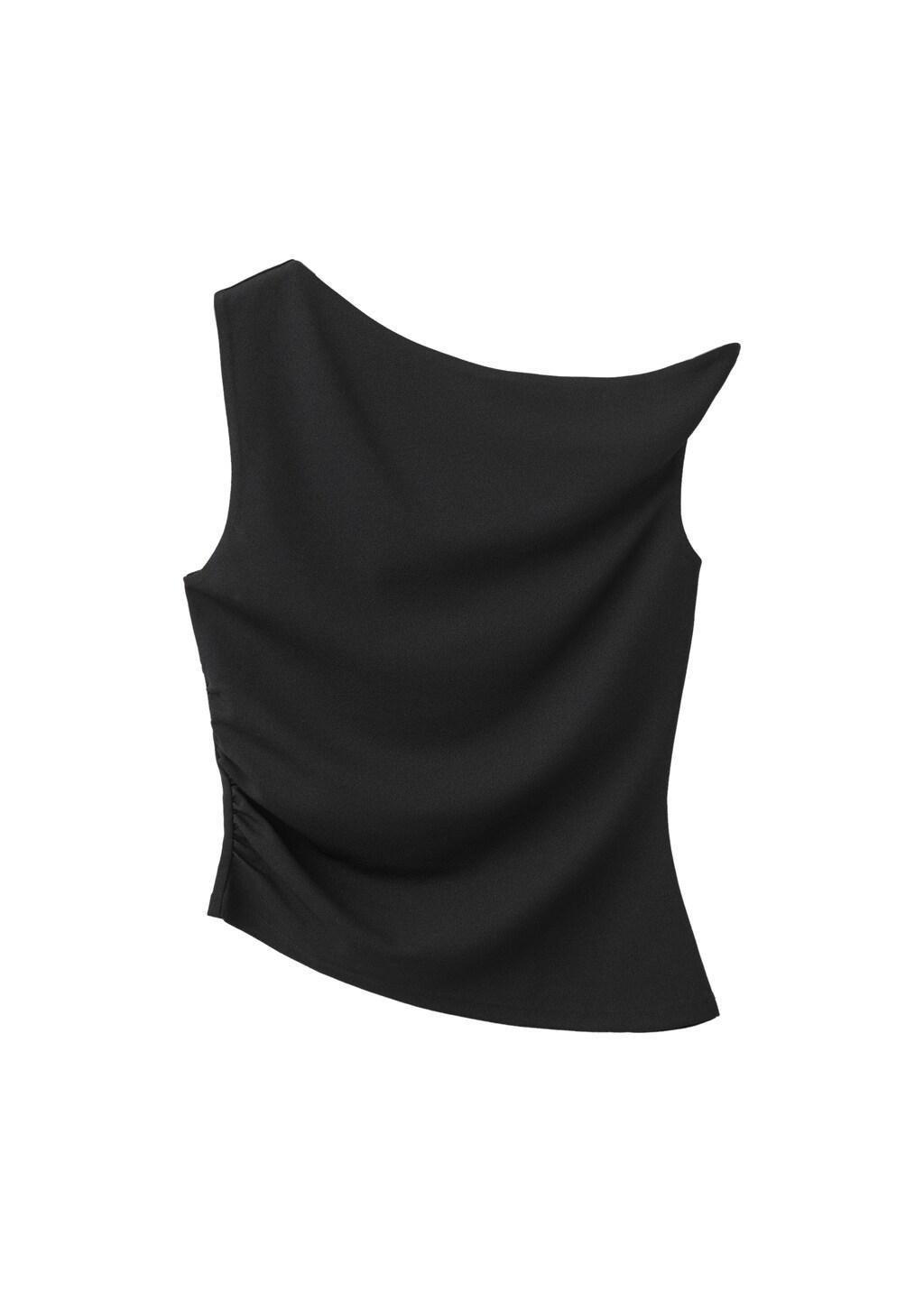 Black Asymmetrical Fitted Top, Black, large image number 6