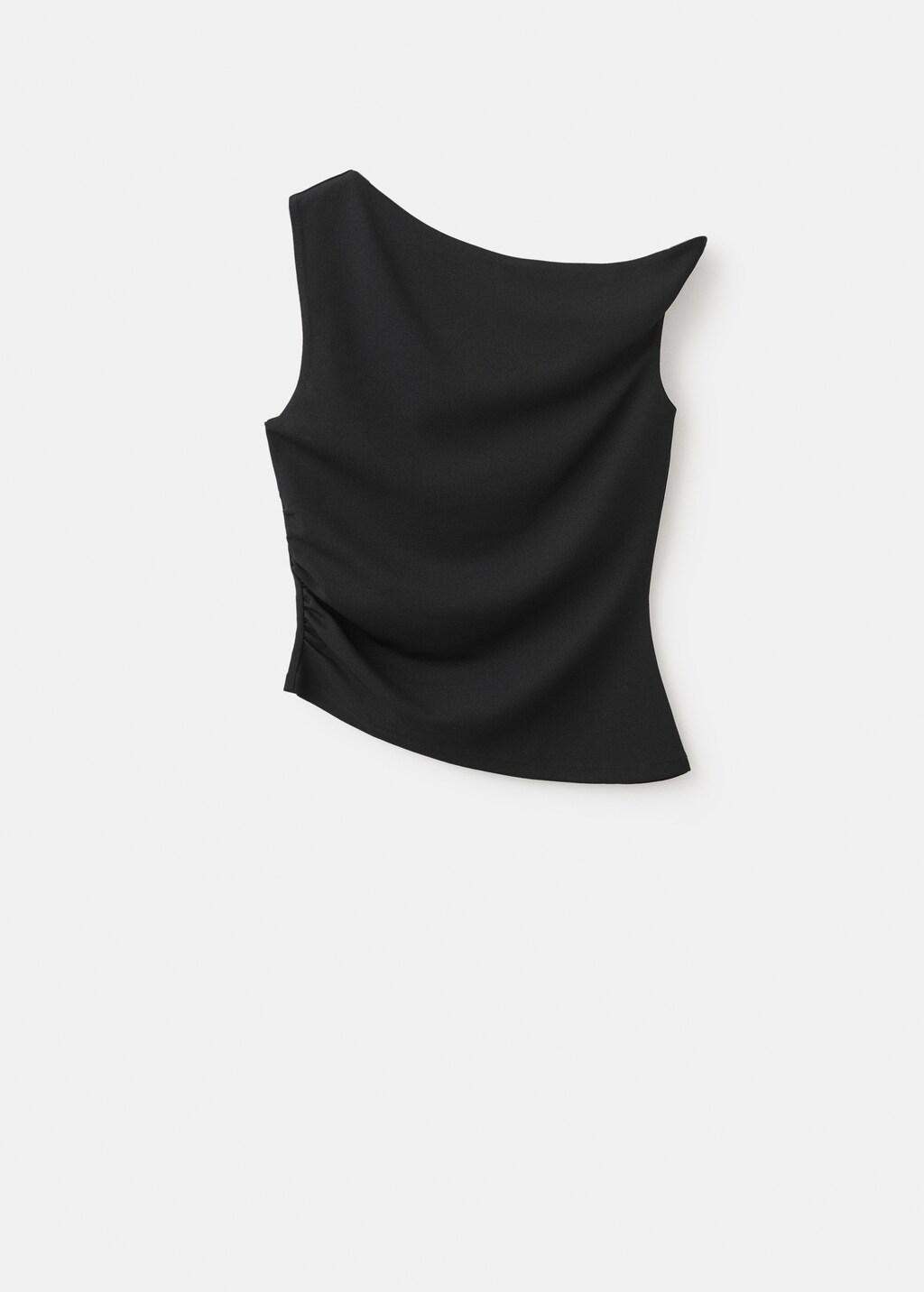 Black Asymmetrical Fitted Top, Black, large image number 7