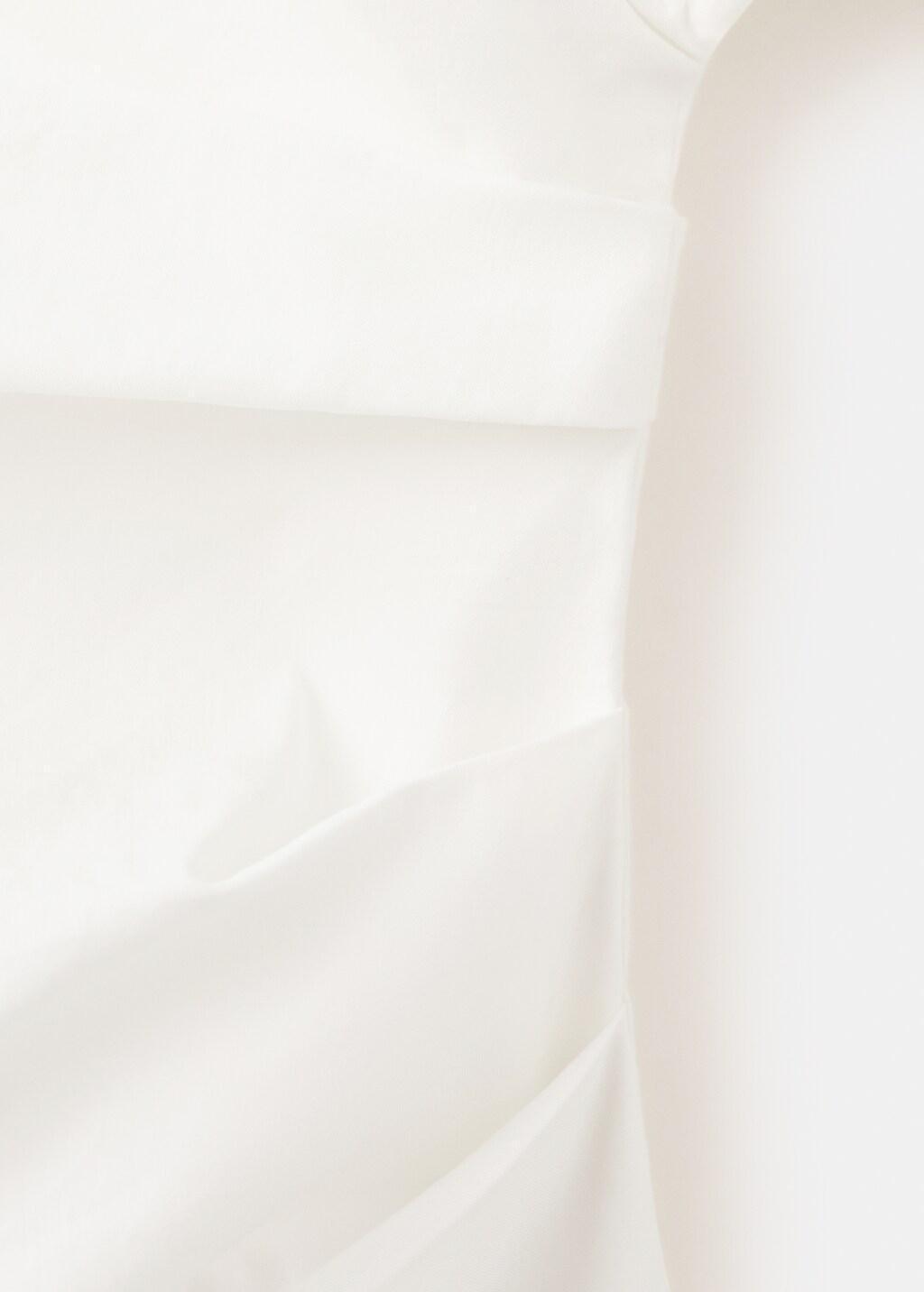 White Cotton Blouse With Asymmetrical Collar, Natural White, large image number 1