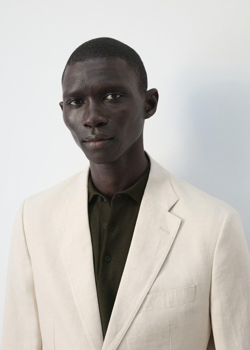 Beige Amalfi Linen Slim-Fit Suit Jacket, Light Beige, large image number 6