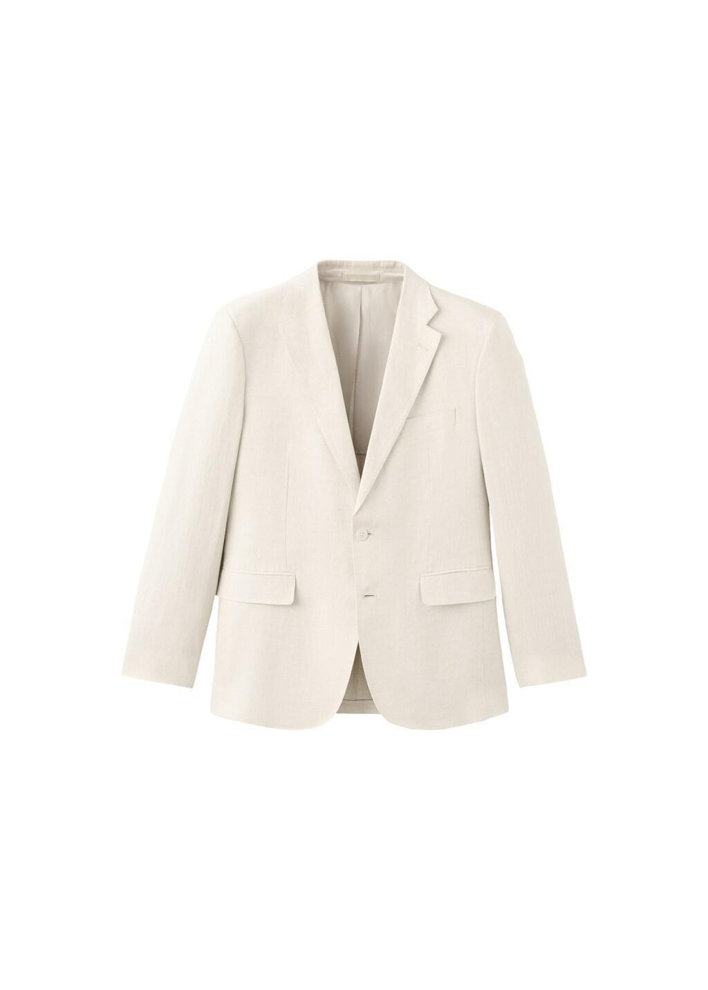 Beige Amalfi Linen Slim-Fit Suit Jacket, Light Beige, large image number 7