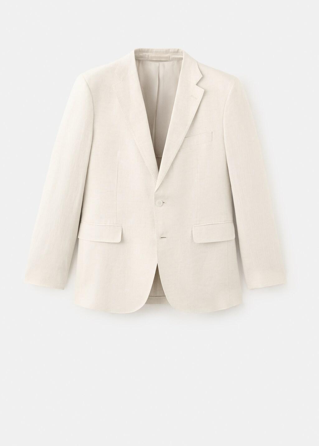 Beige Amalfi Linen Slim-Fit Suit Jacket, Light Beige, large image number 8