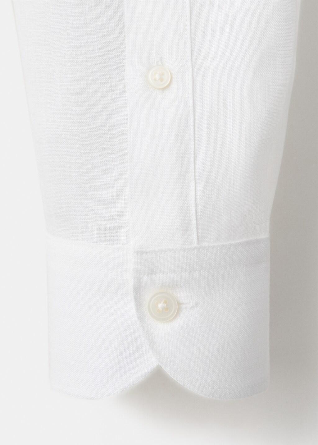 White Linen Mao Collar Shirt, White, large image number 1