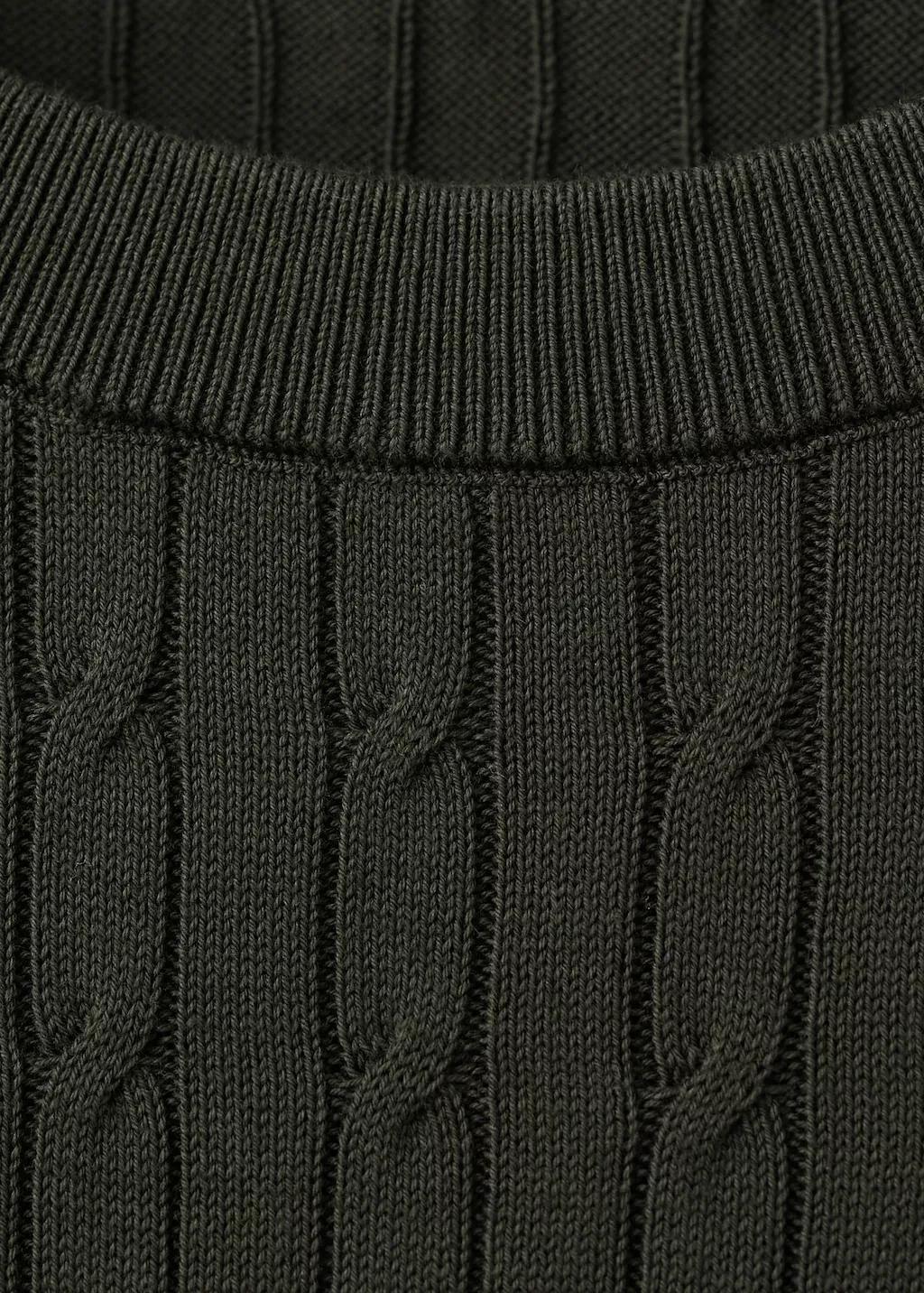 Brown Cable Knit T-Shirt 100% Cotton, Dark Brown, large image number 1