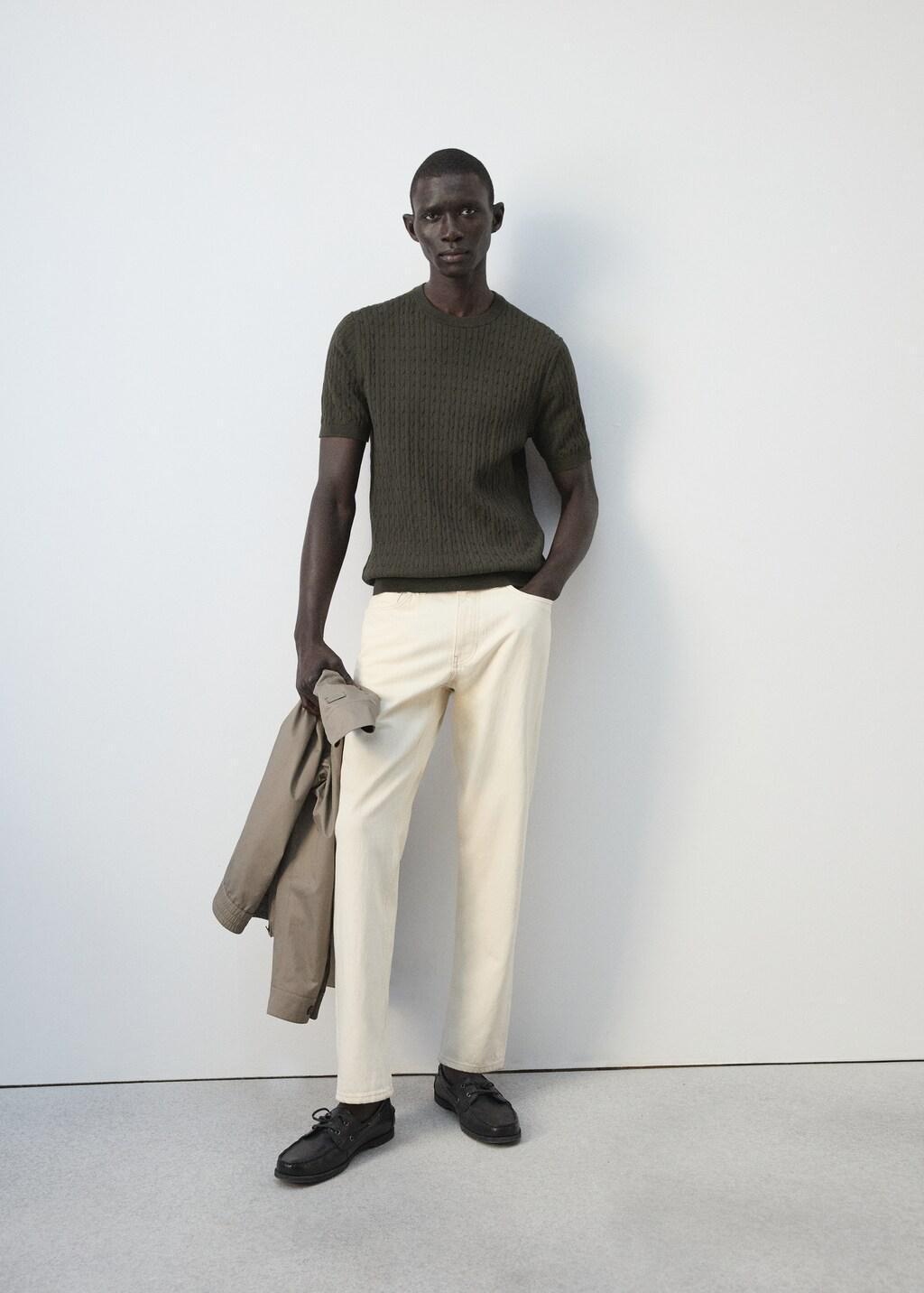 Brown Cable Knit T-Shirt 100% Cotton, Dark Brown, large image number 6