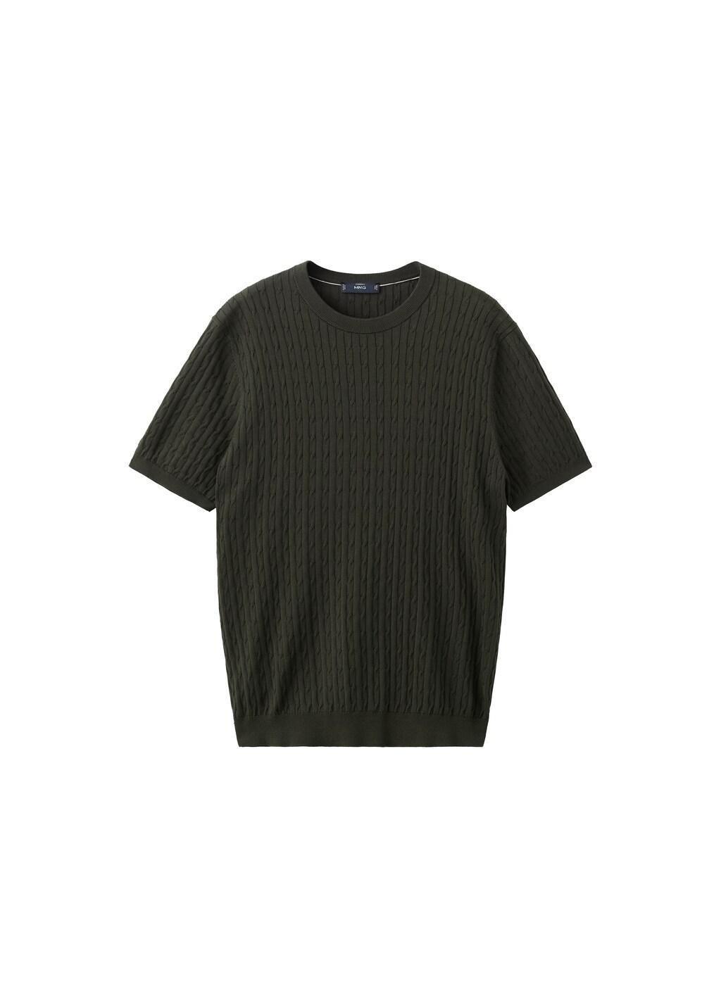 Brown Cable Knit T-Shirt 100% Cotton, Dark Brown, large image number 7