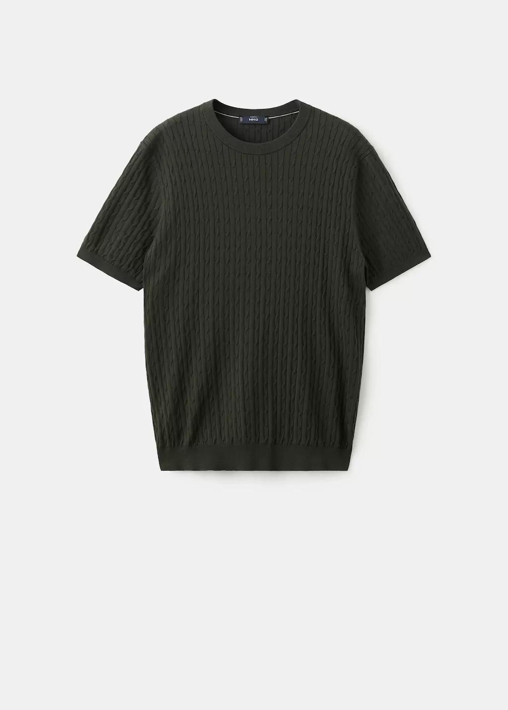 Brown Cable Knit T-Shirt 100% Cotton, Dark Brown, large image number 8