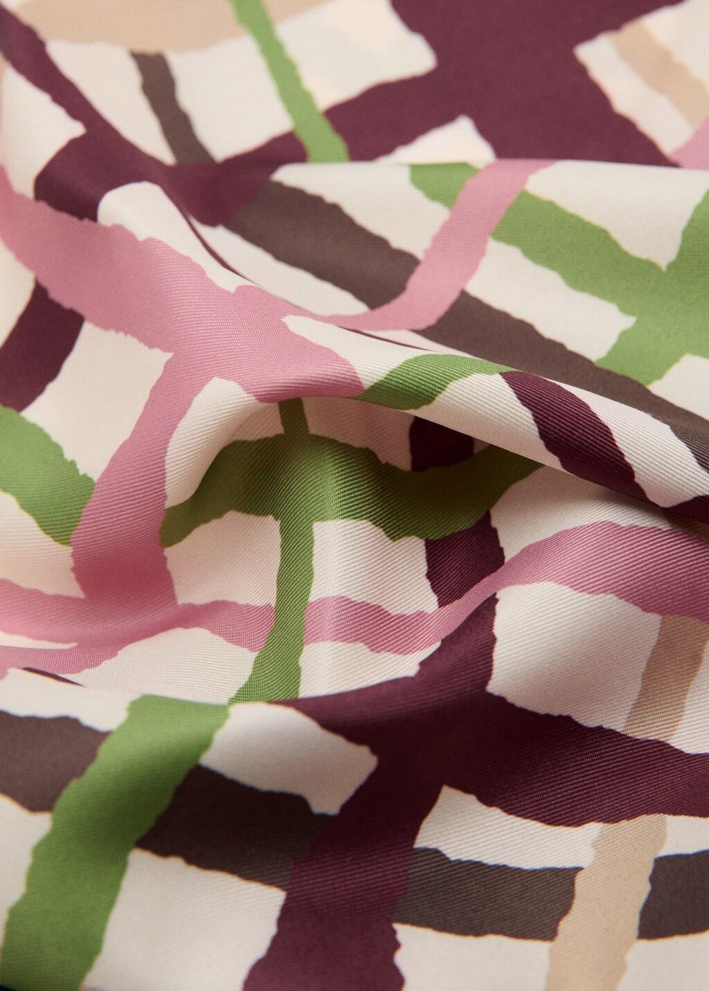 Red Geometric Printed Foulard, Dark Red, large image number 0