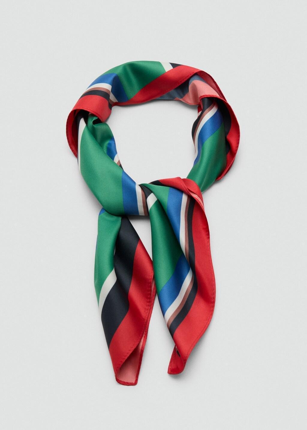 RED Striped printed scarf, Red, large image number 1