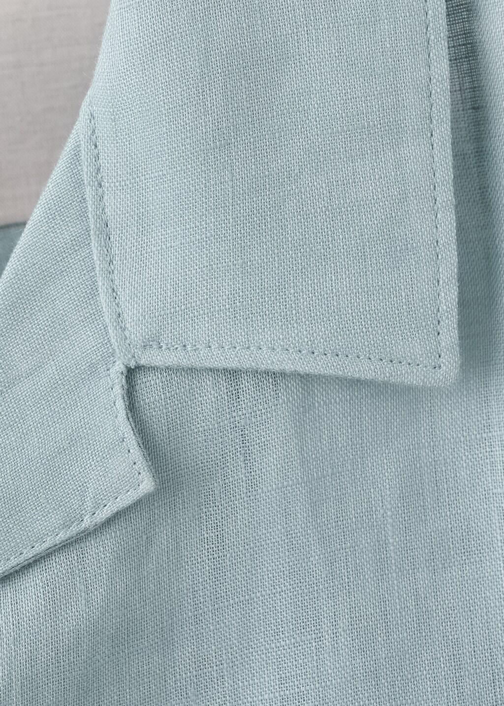 Blue Lt Pastel 100% Linen Bowling-Collar Shirt, Light-Pastel Blue, large image number 5