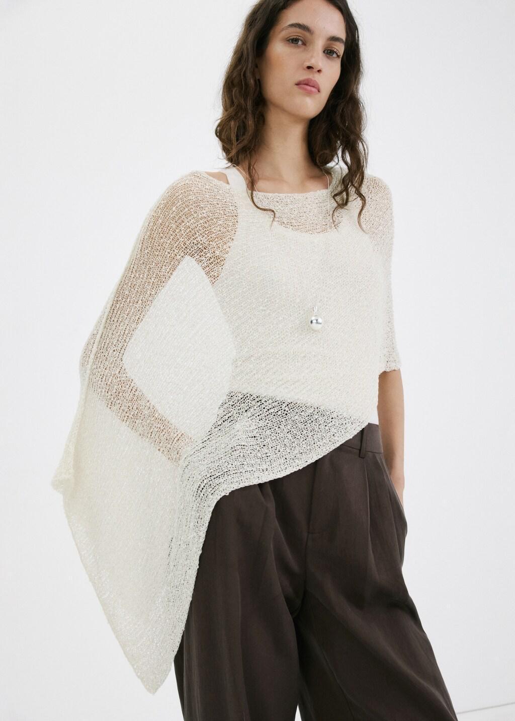 Beige Asymmetric Cape, Light Beige, medium