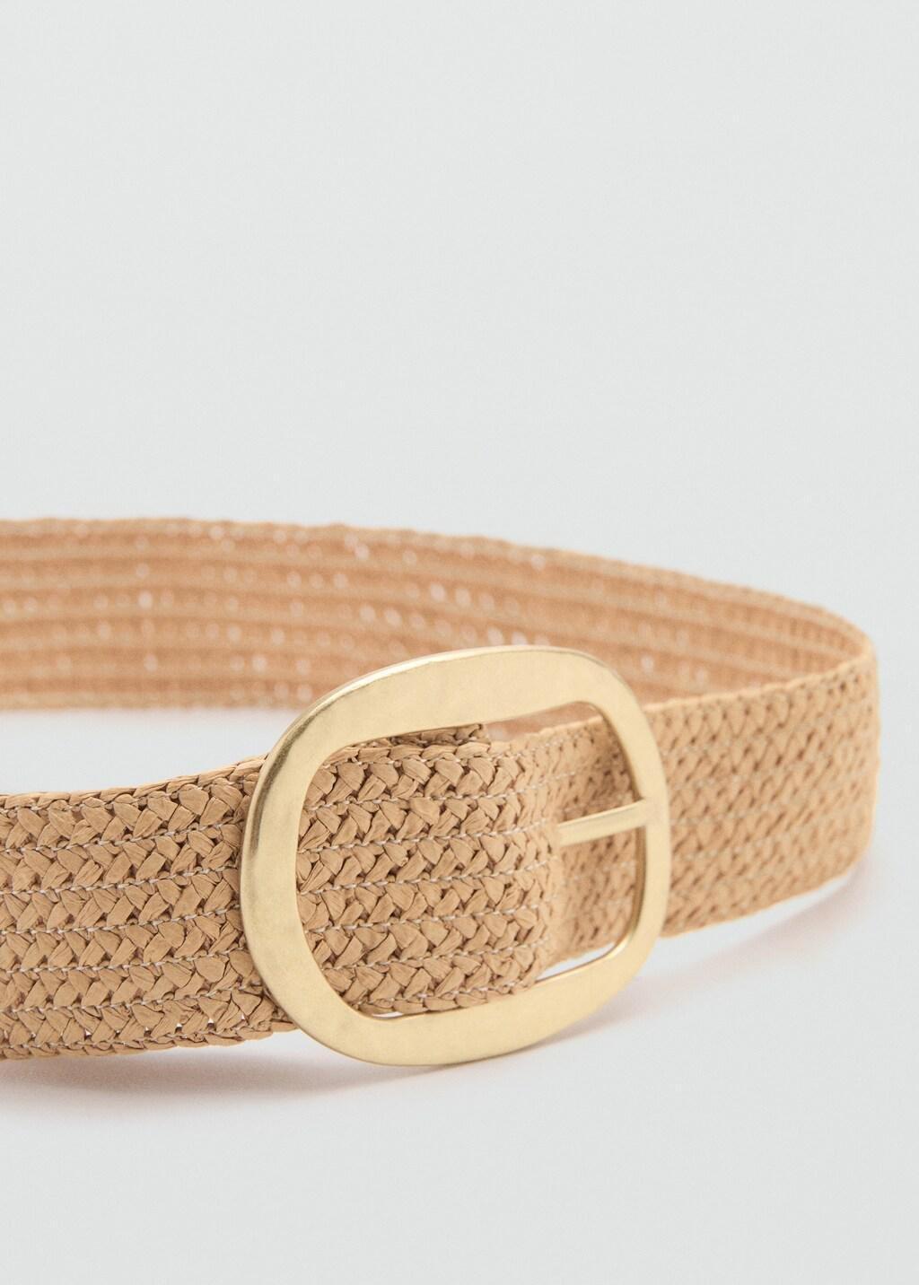 Beige Natural Fibre Belt With Oval Buckle, 0201_08, large image number 0
