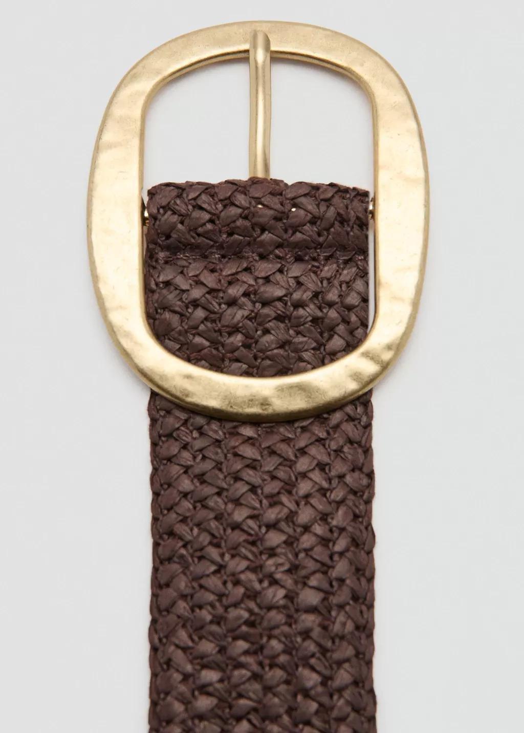 Brown Natural Fibre Belt With Oval Buckle, Dark Brown, medium