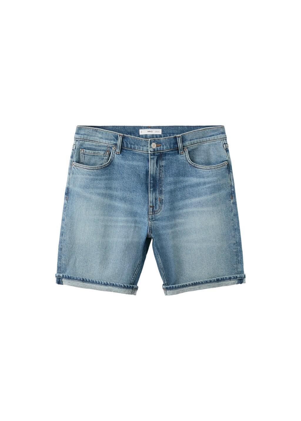 Blue Slim-Fit Denim Bermuda Shorts, Open Blue, large image number 7