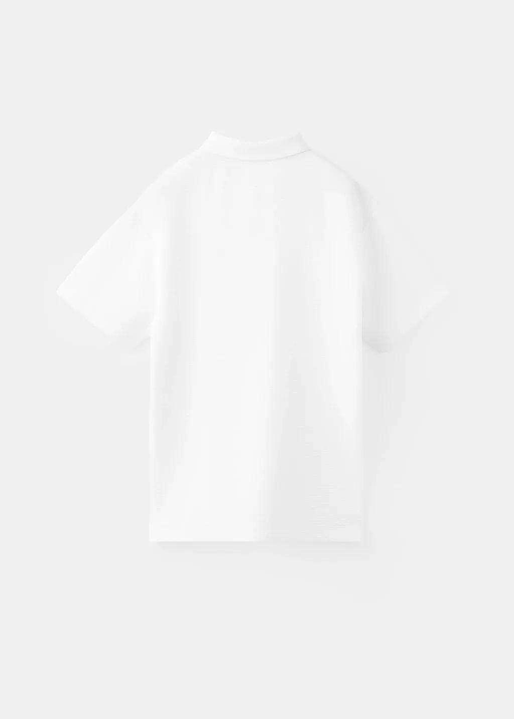 White Ribbed Cotton Polo Shirt, Kids Boy, 0201_01, large image number 1