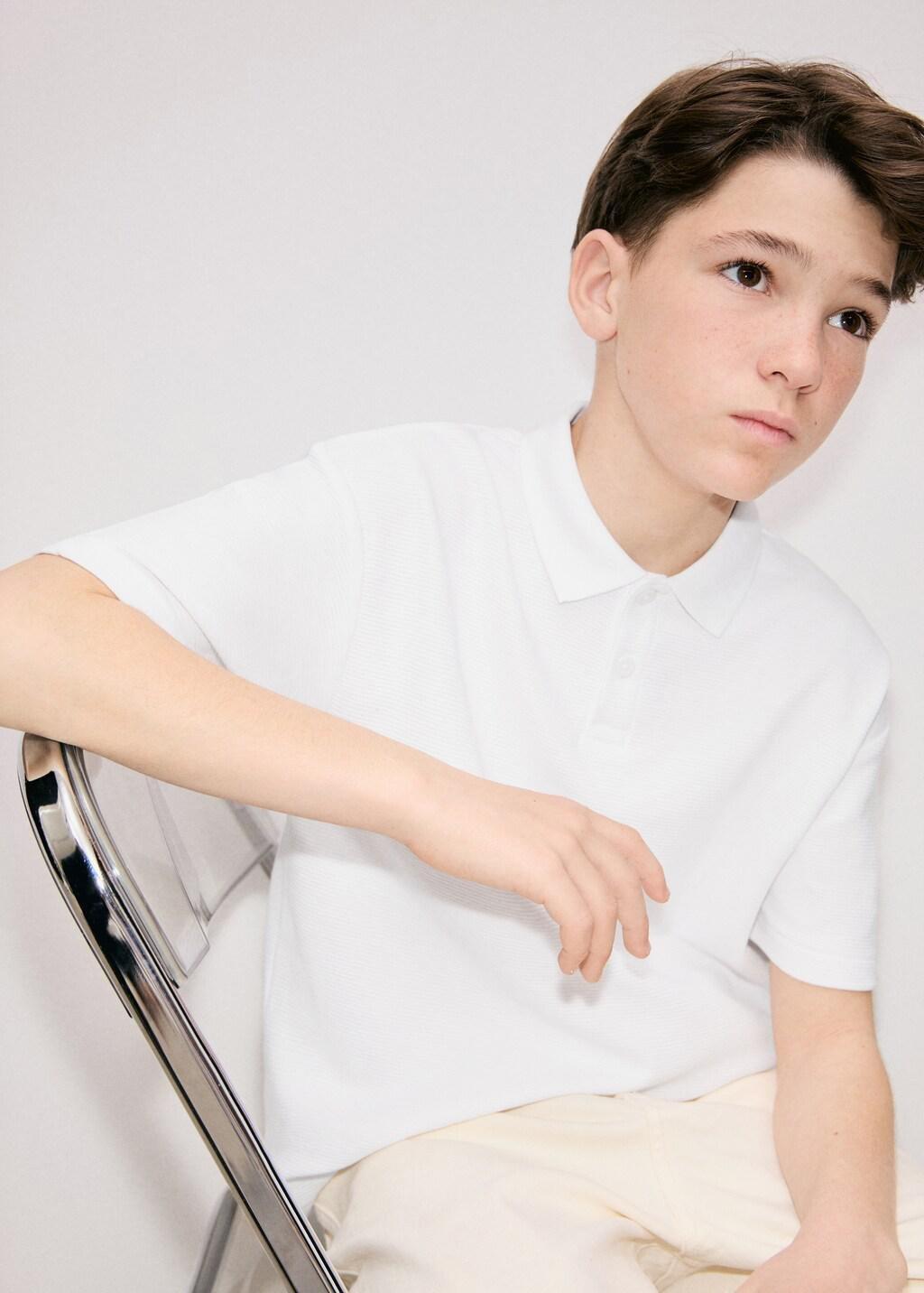 White Ribbed Cotton Polo Shirt, Kids Boy, 0201_01, medium