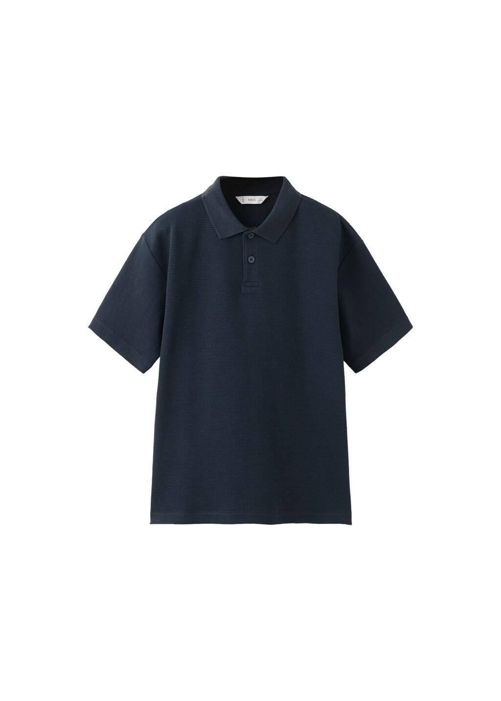 Navy Ribbed Cotton Polo Shirt, Kids Boy, Navy, large image number 4