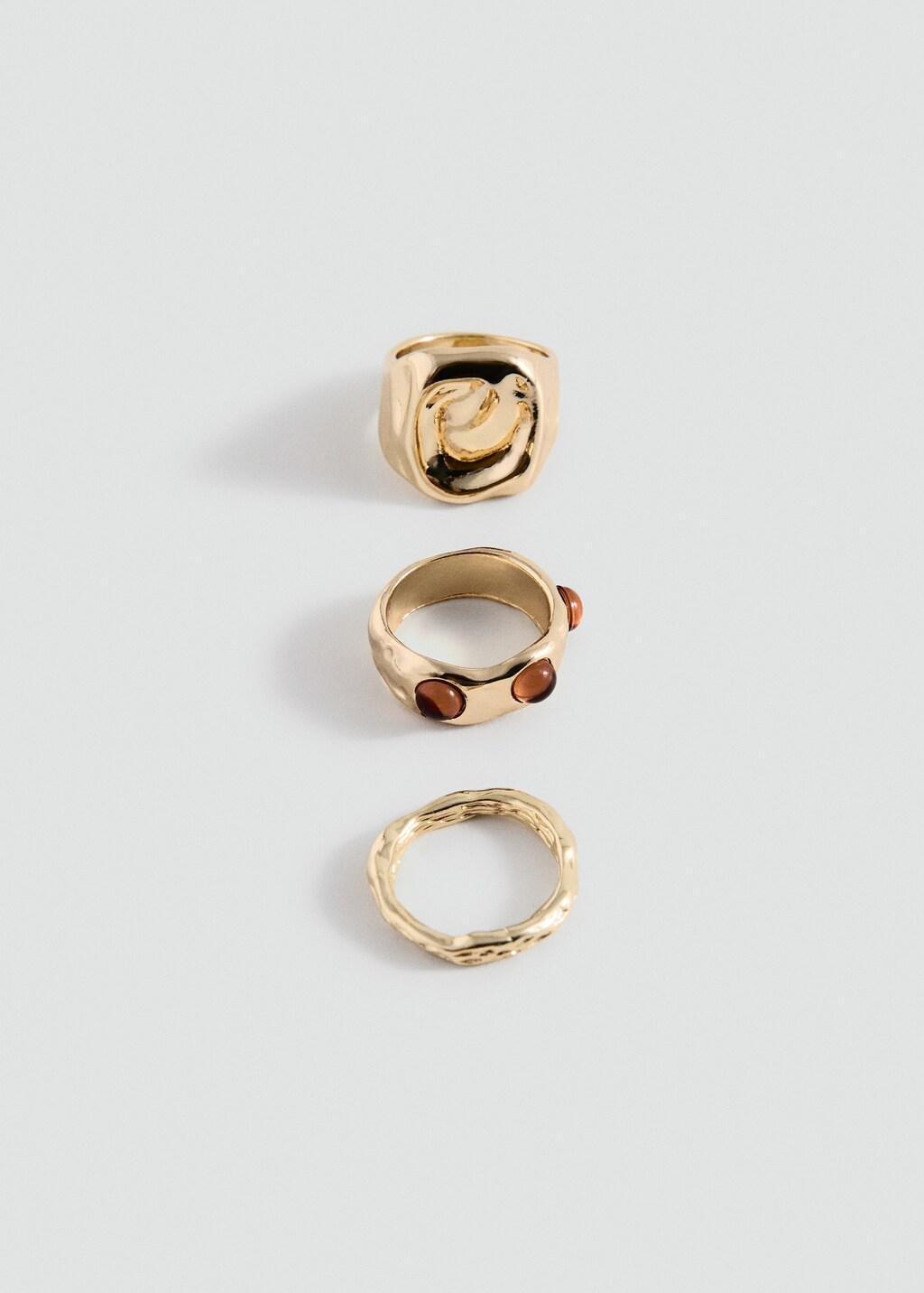 Gold Combined Ring, Set Of 3, Gold, large image number 3