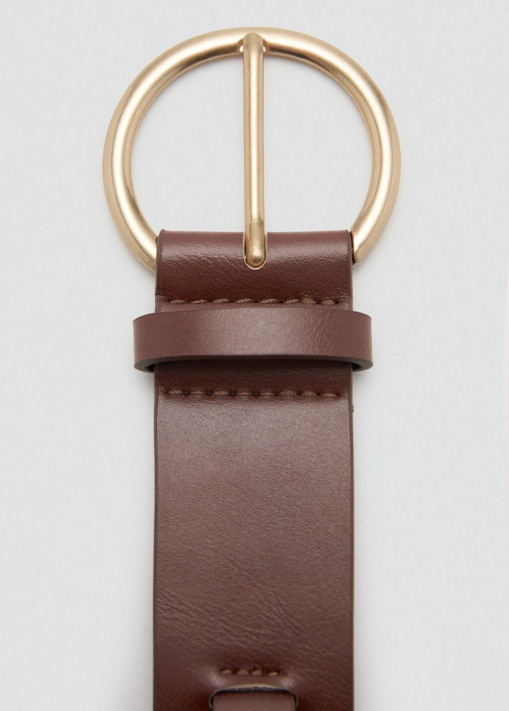 Brown Rounded Buckle Belt, Brown, medium
