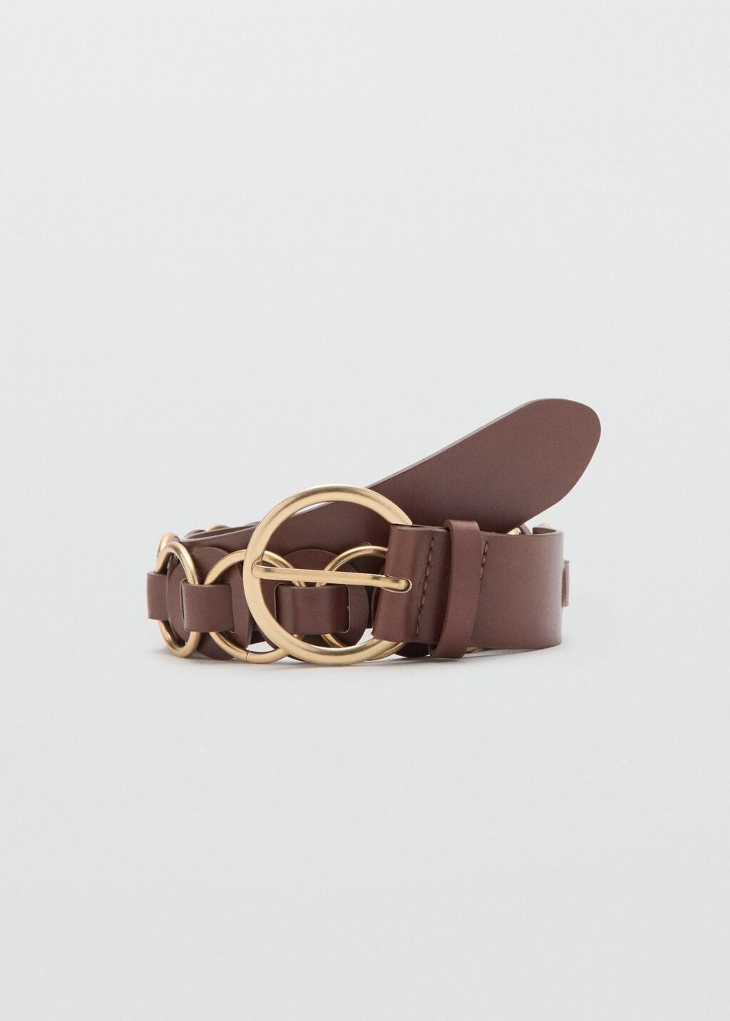 Brown Rounded Buckle Belt, Brown, large image number 3