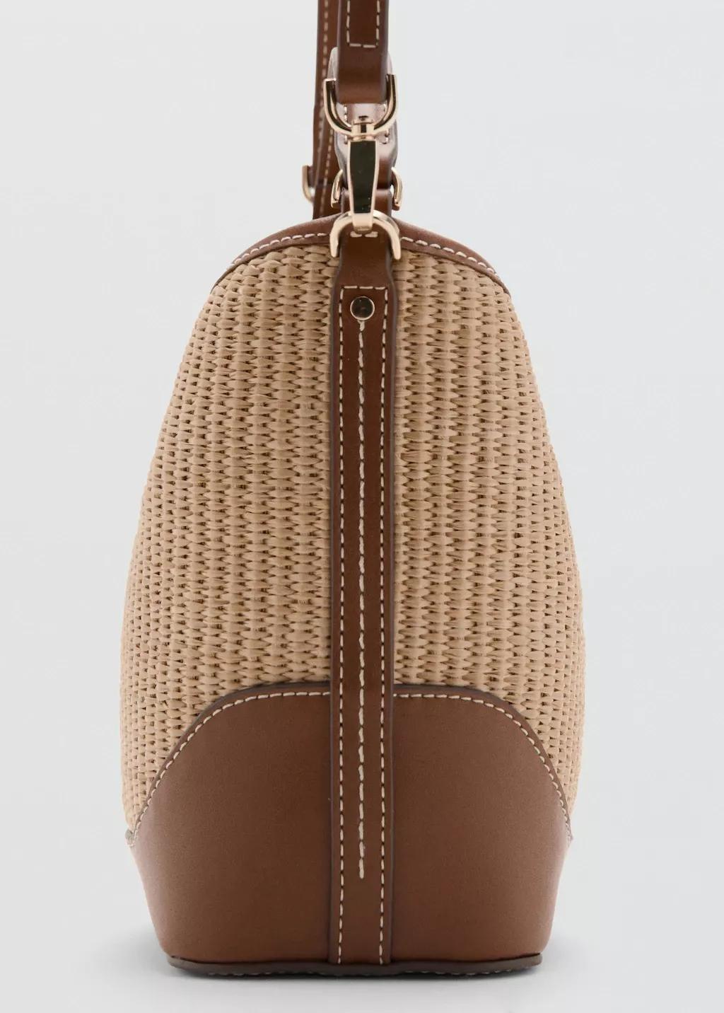 Brown Contrasting Canvas Bucket Bag, Medium Brown, medium