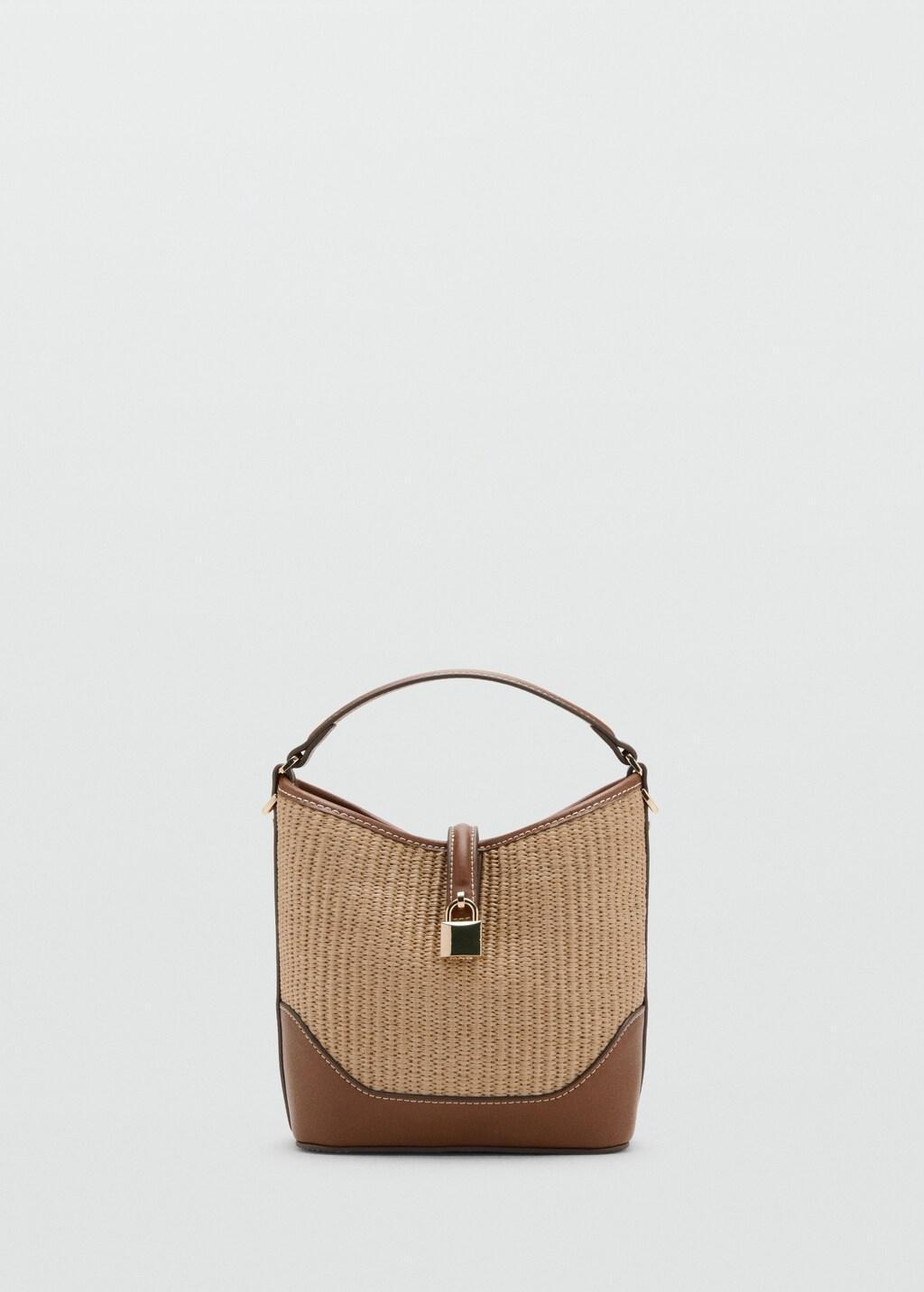 Brown Contrasting Canvas Bucket Bag, Medium Brown, large image number 3