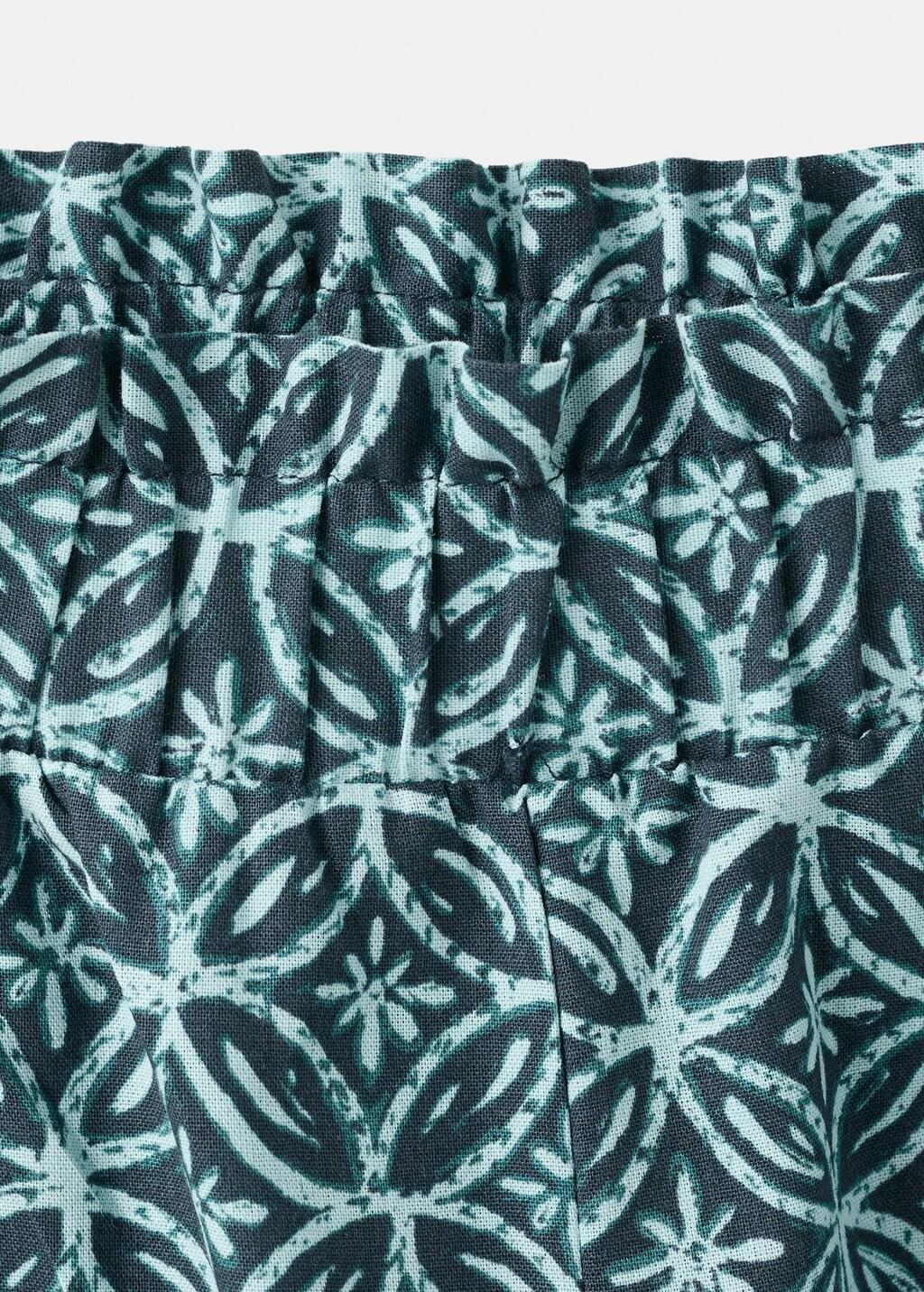 Navy Printed Cotton Trousers, Kids Girl, Navy, medium