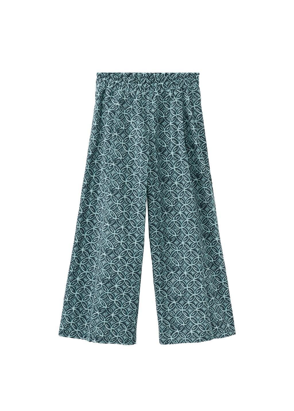 Navy Printed Cotton Trousers, Kids Girl, Navy, large image number 5