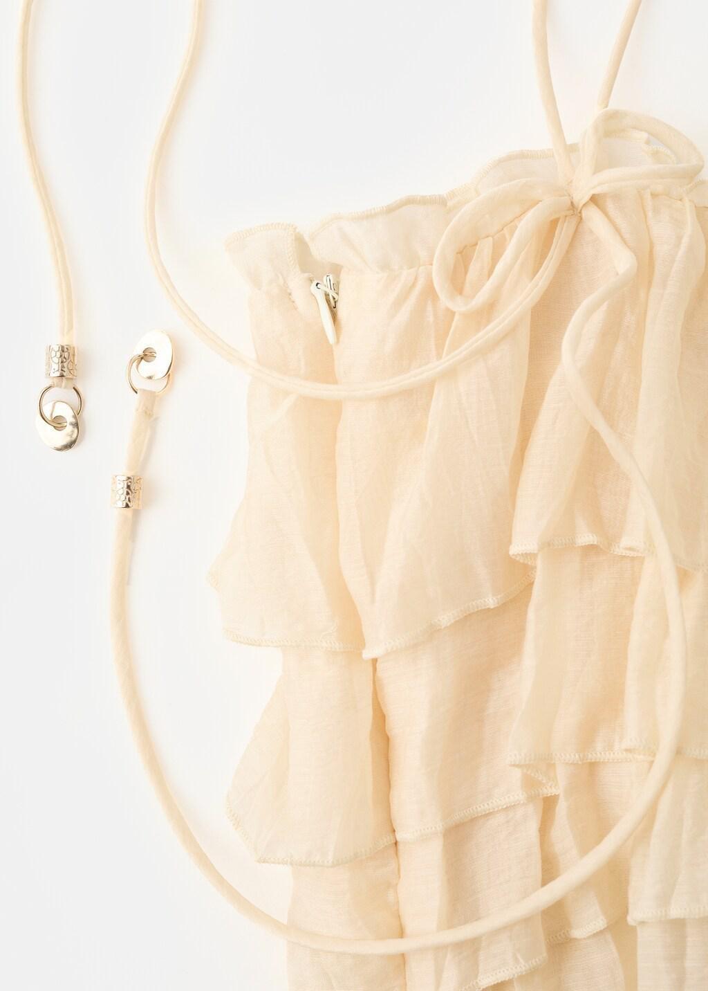 Beige Ruffled Lyocell Top, Light Beige, large image number 1