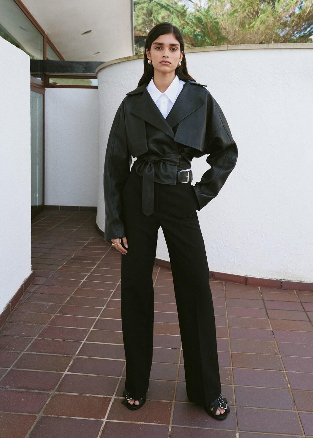 Black Belt Straight-Fit Trousers, Black, large image number 0