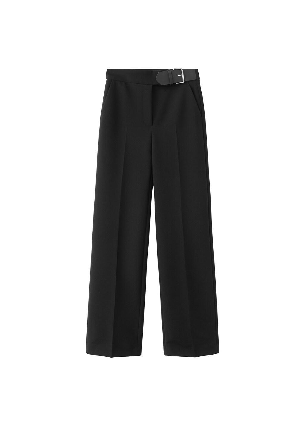 Black Belt Straight-Fit Trousers, Black, large image number 6