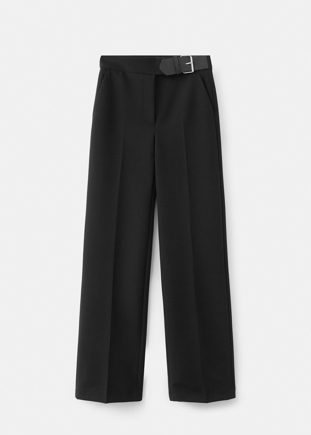 Black Belt Straight-Fit Trousers, Black, large image number 7
