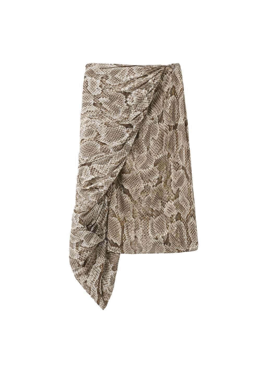 Khaki Animal-Print Midi-Skirt, Beige - Khaki, large image number 7