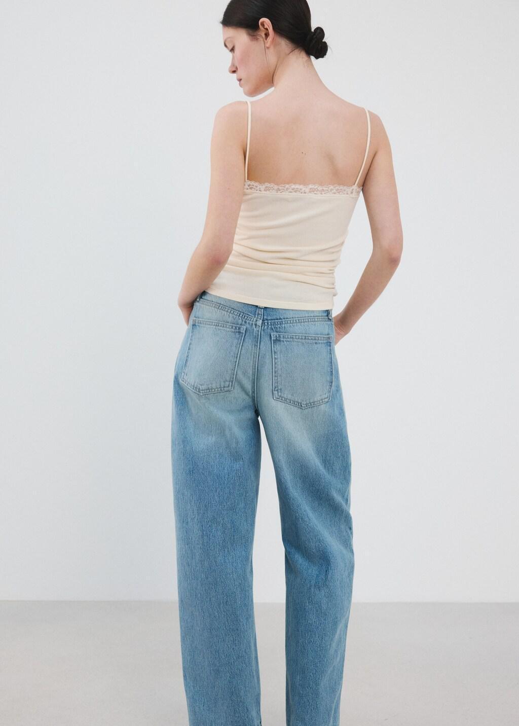 Yellow Top With Lace Neck, Yellow, medium