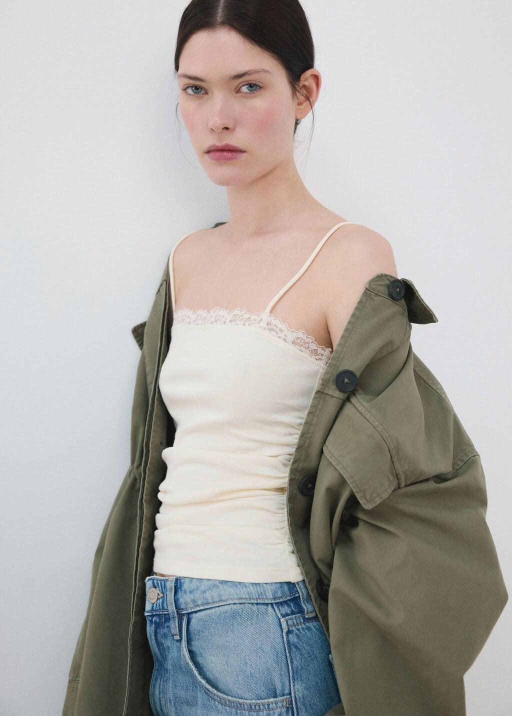 Yellow Top With Lace Neck, Yellow, large image number 3