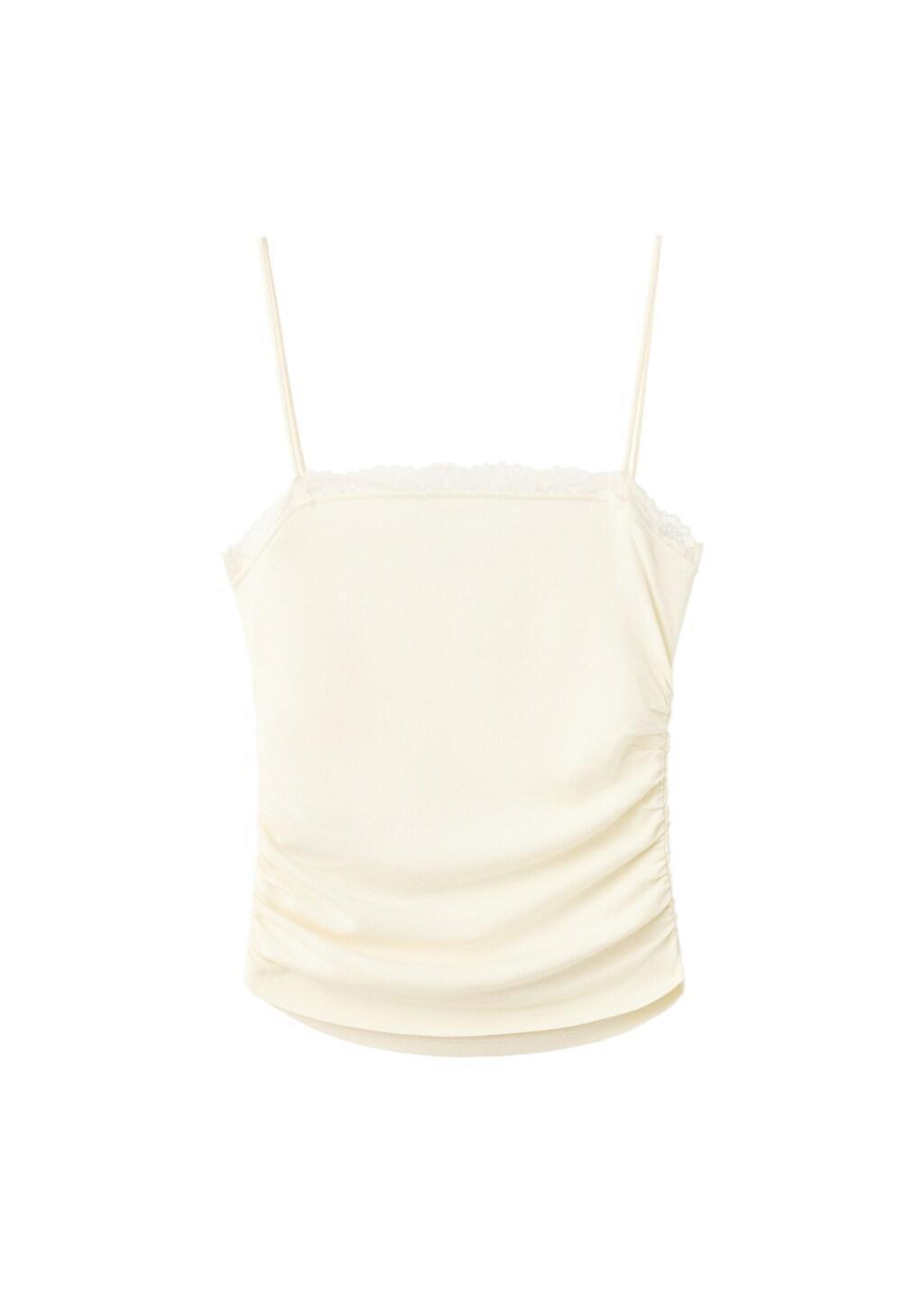 Yellow Top With Lace Neck, Yellow, large image number 7