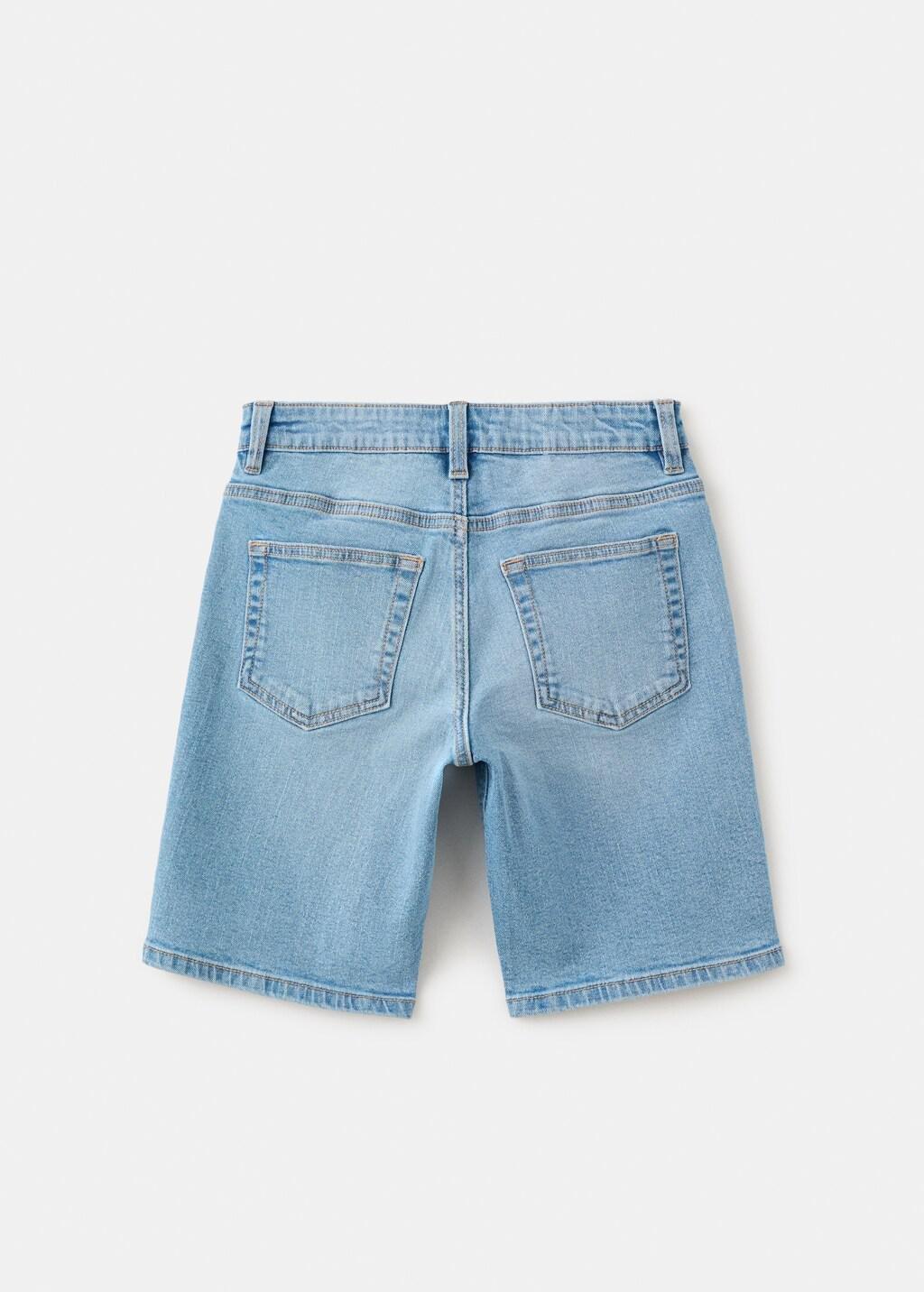Blue Straight-Fit Denim Bermuda Shorts, Kids Boy, Open Blue, large image number 2