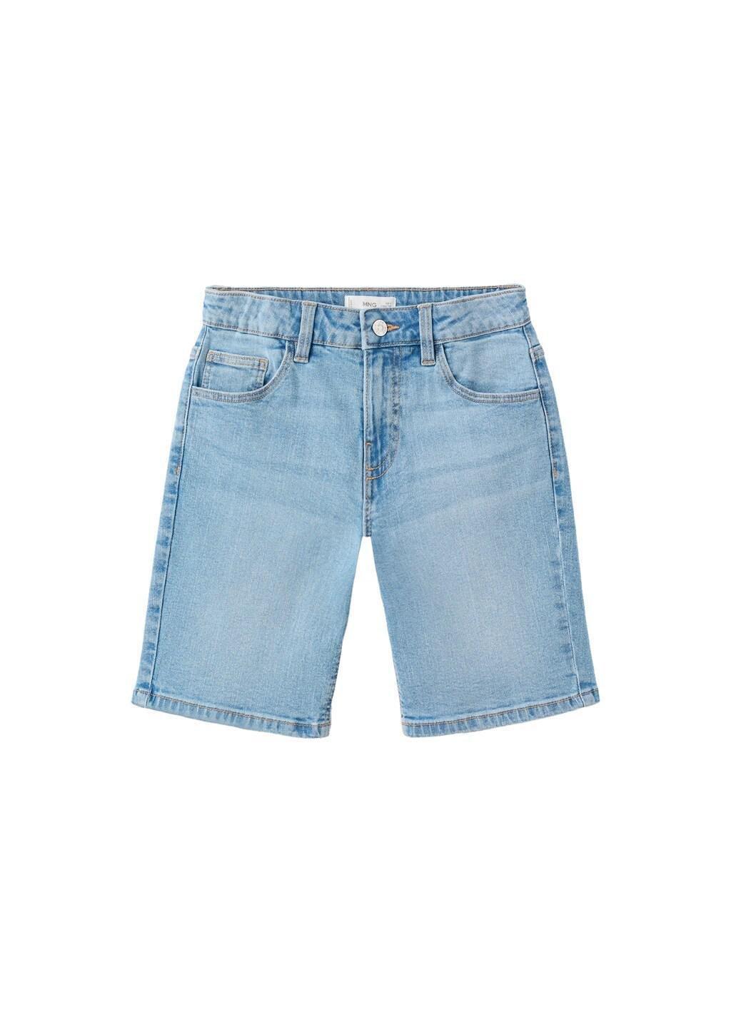 Blue Straight-Fit Denim Bermuda Shorts, Kids Boy, Open Blue, large image number 4
