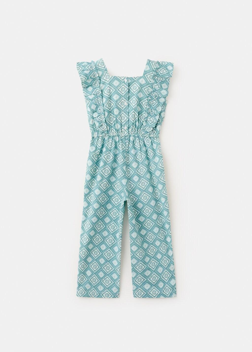 Green Frills Printed Jumpsuit, Baby Girl, Green, large image number 2
