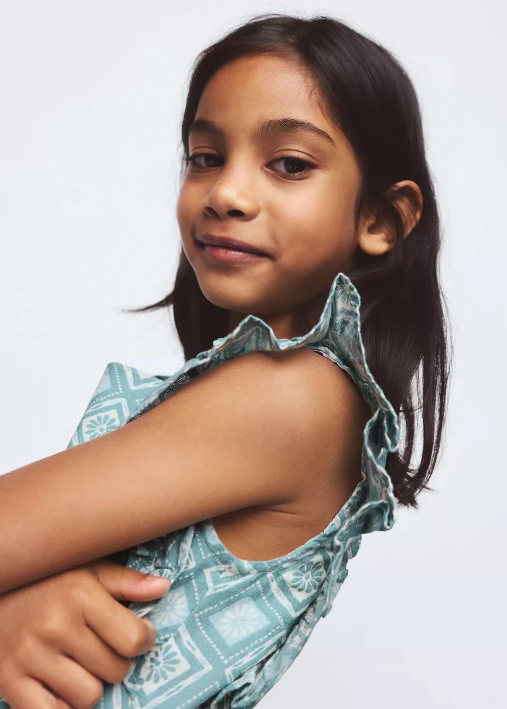 Green Frills Printed Jumpsuit, Baby Girl, Green, large image number 3