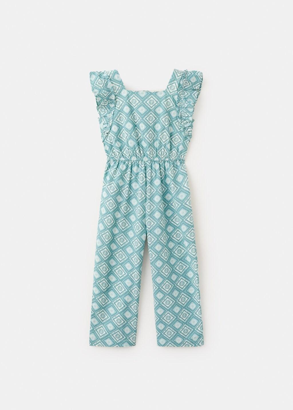 Green Frills Printed Jumpsuit, Baby Girl, Green, large image number 6
