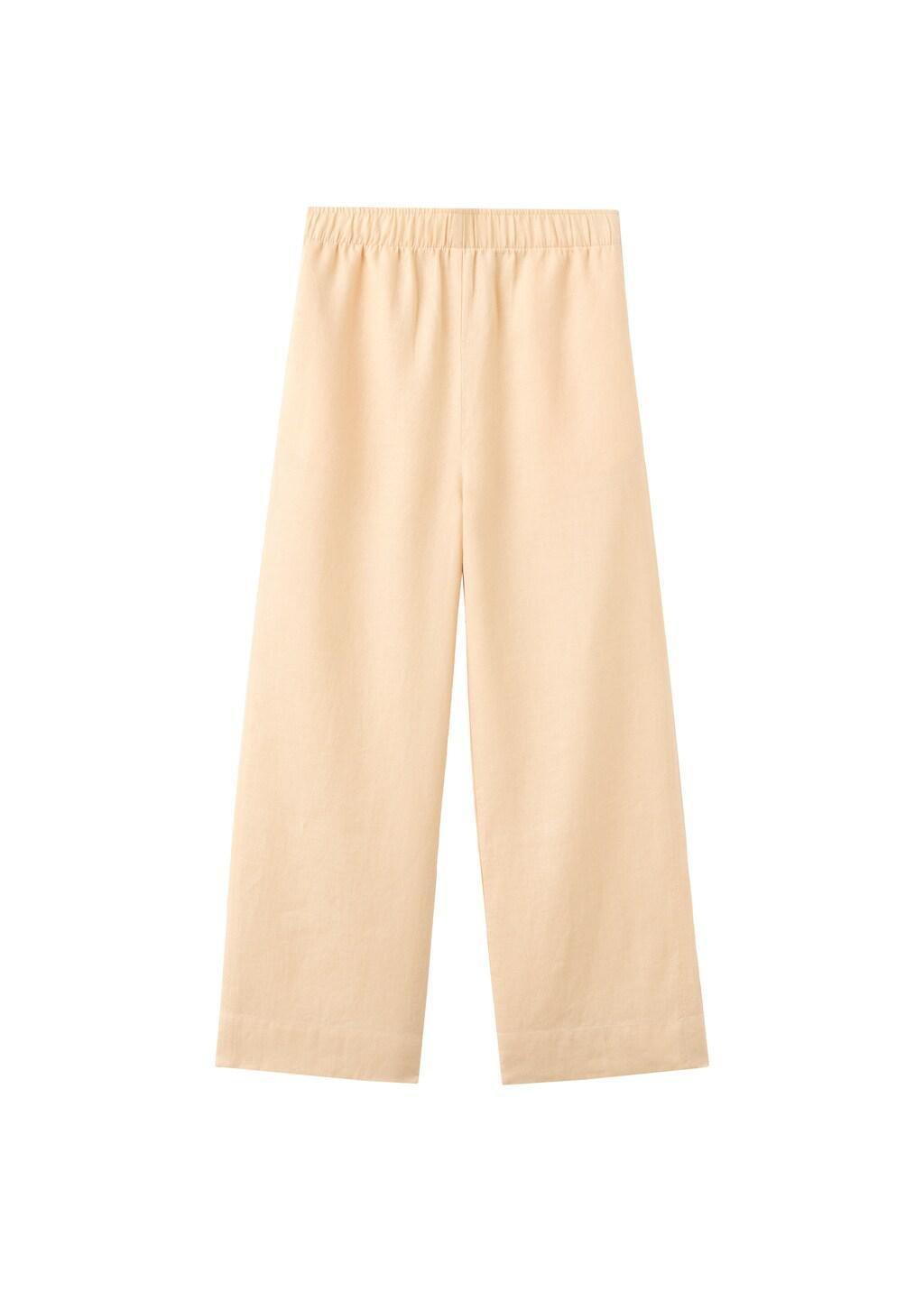 Yellow Straight Linen-Blend Trousers, 0201_11, large image number 7