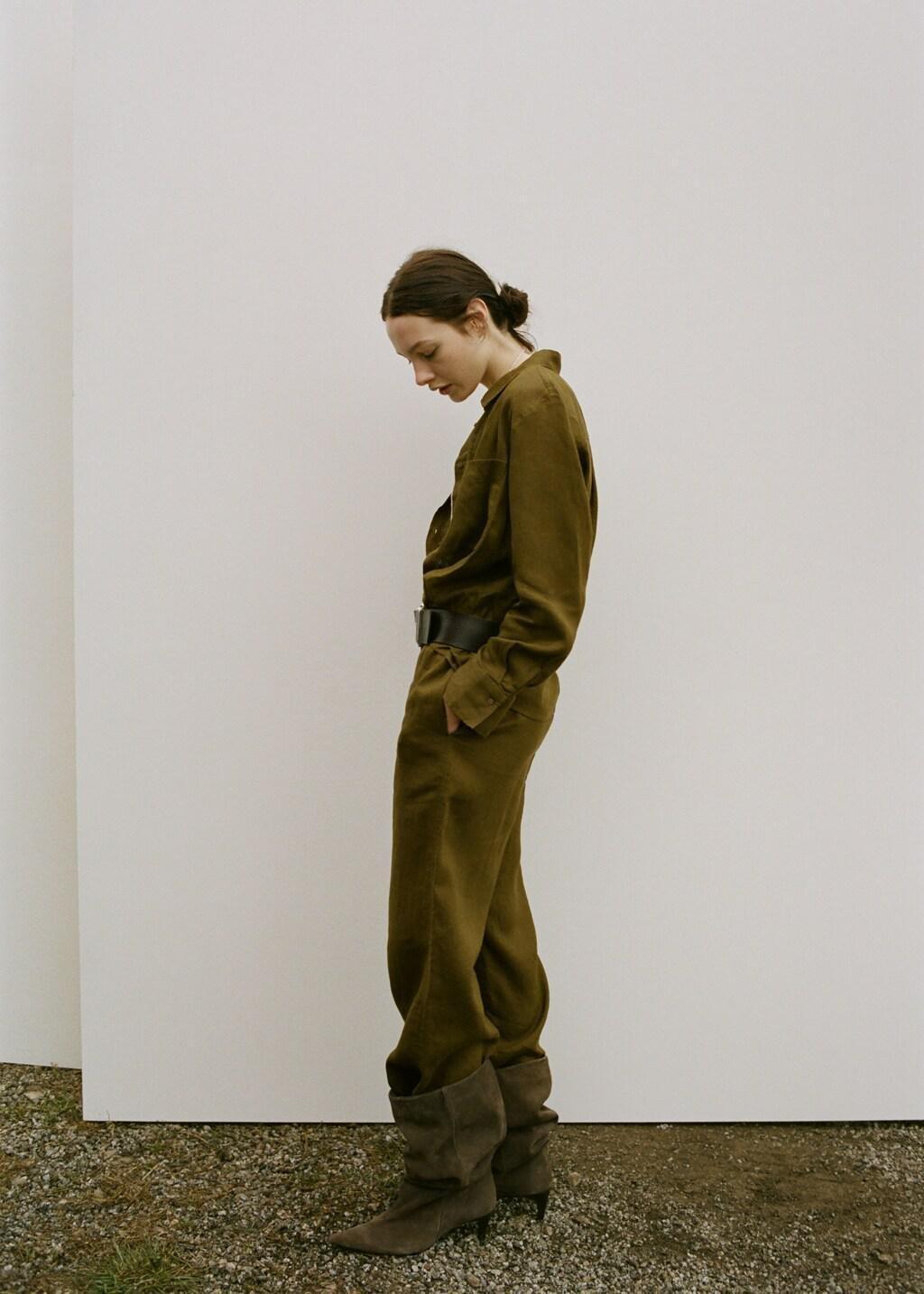 Green Straight Linen-Blend Trousers, 0201_36, large image number 0