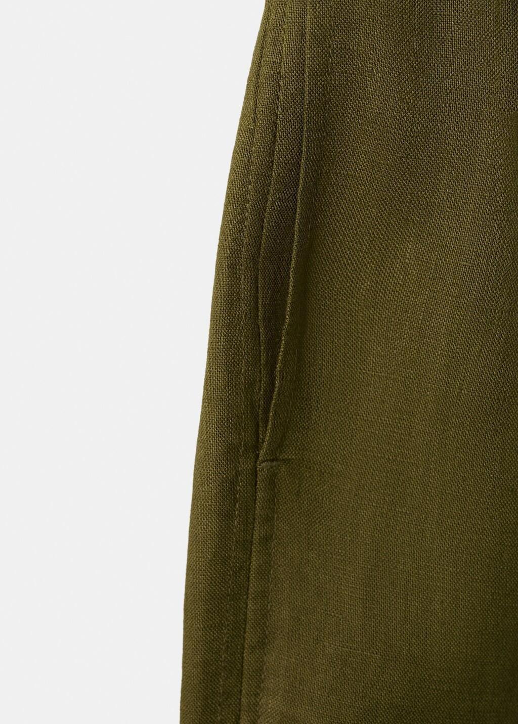 Green Straight Linen-Blend Trousers, 0201_36, large image number 1