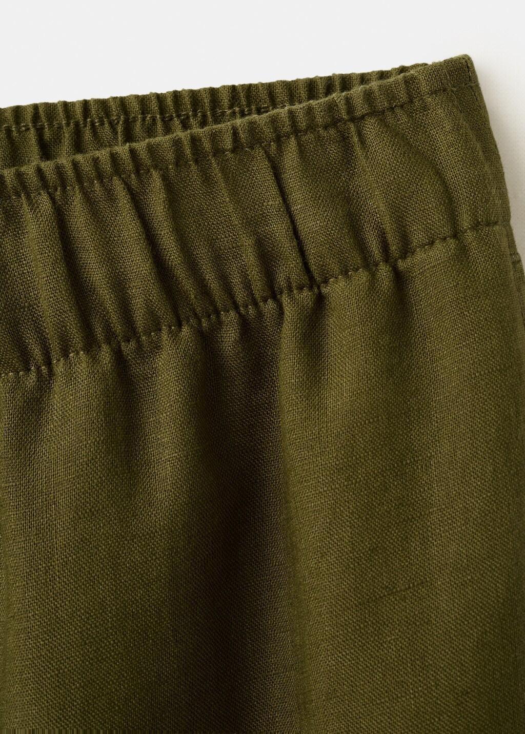 Green Straight Linen-Blend Trousers, 0201_36, large image number 5